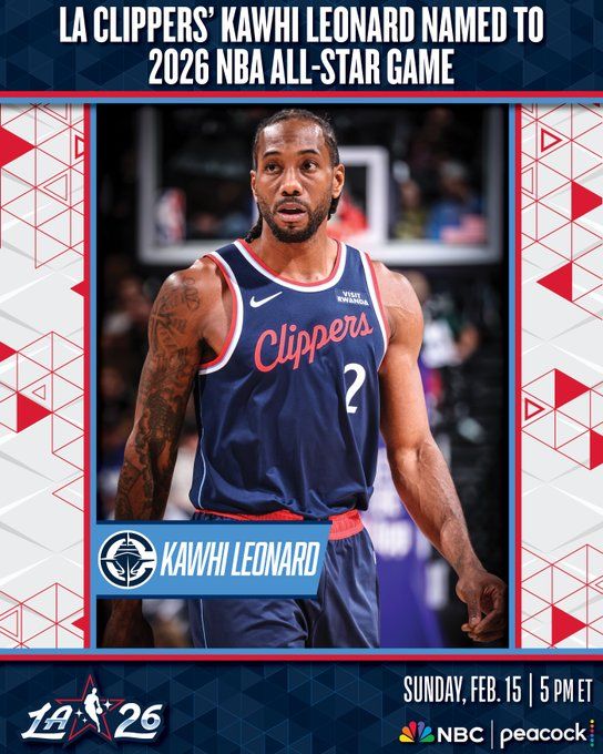 NBA官方：萊昂納德增補(bǔ)入選2026年全明星賽 填補(bǔ)美國隊(duì)人數(shù)缺口